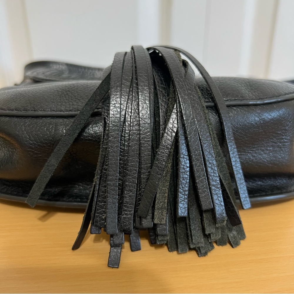 Fossil Emi Tassel Black Leather Crossbody Saddle Bag - Picture 10 of 14